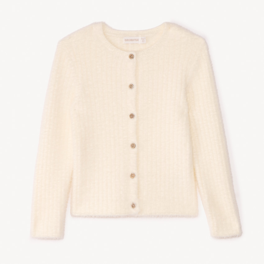 Chaleco de punto acanalado efecto peluche para niña 