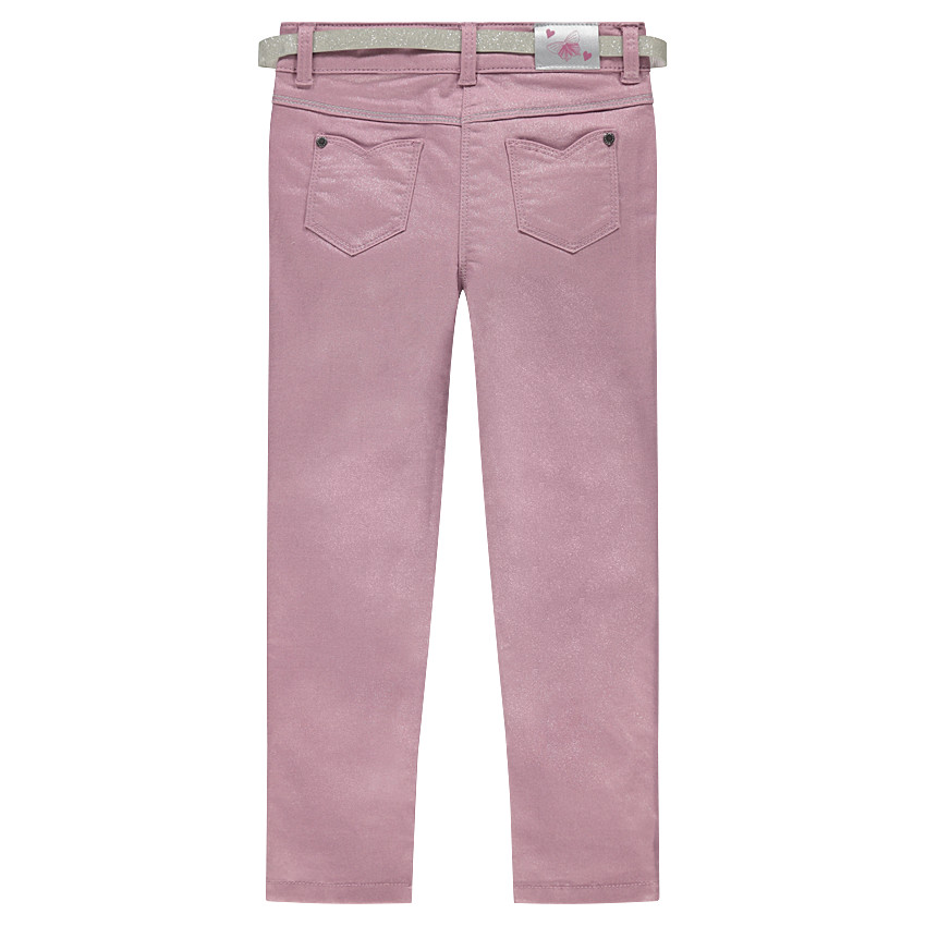 Pantalón slim de tela con brillo y cinturón extraíble 