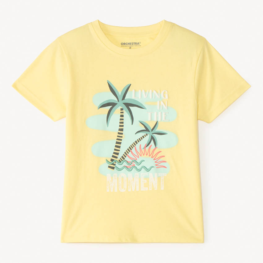 Camiseta de manga corta con estampado de palmera para niño. 
