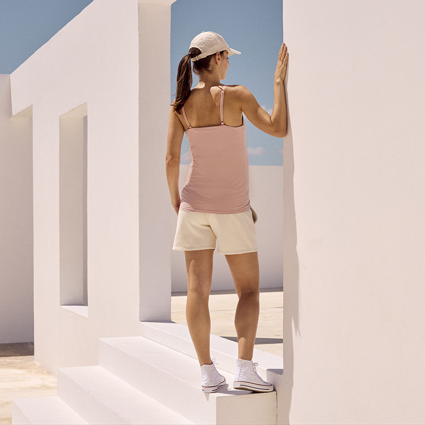 Short de felpa lisa con efecto smock para mujer 