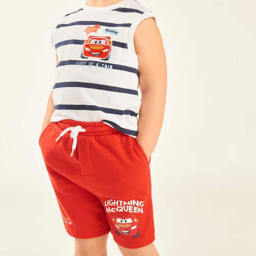 Conjunto corto de 2 piezas: camiseta sin mangas + pantalón corto Flash McQueen Cars de Disney-Pixar para bebé niño. 