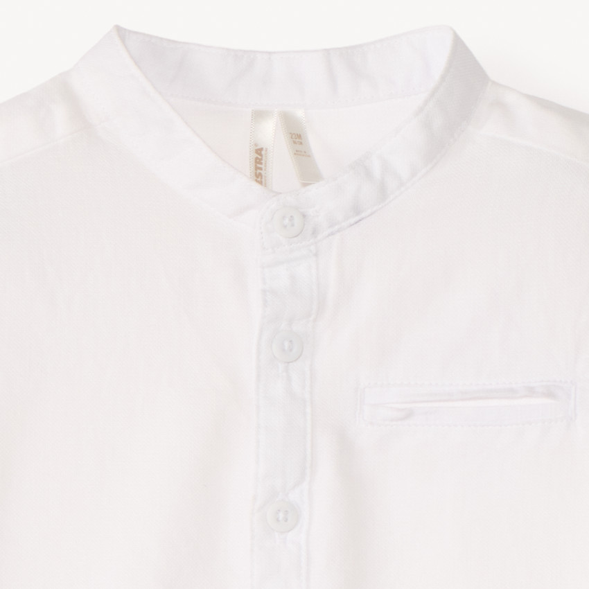 Camisa de manga corta unida con cuello mao para bebé niño 