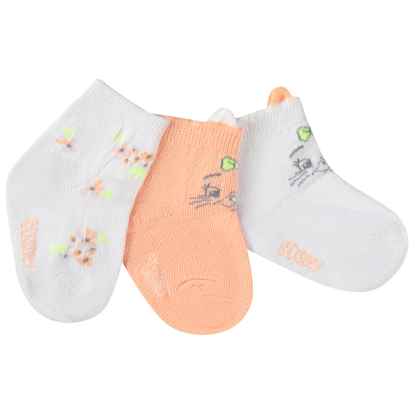 Pack de 3 pares de calcetines cortos Marie Disney para bebé niña 