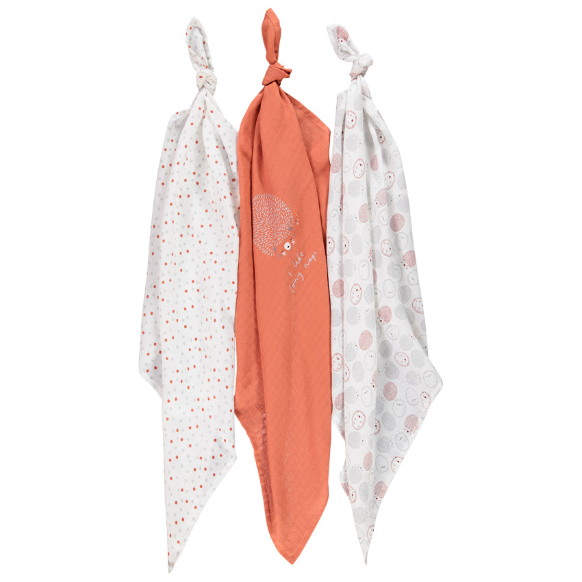 Pack de 3 muselinas estampado erizo 
