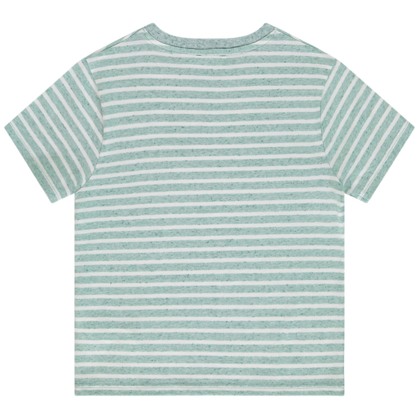 Camiseta manga corta rayada con estampado de palmeras para niño 