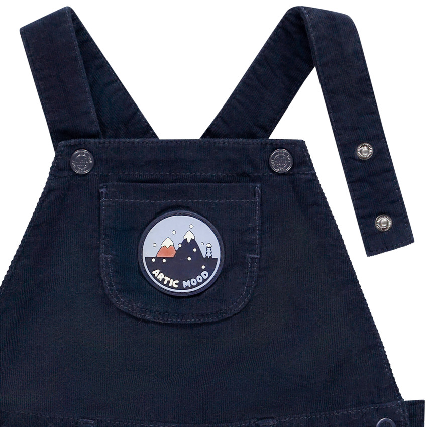 Pelele largo de terciopelo con insignia para bebé niño 