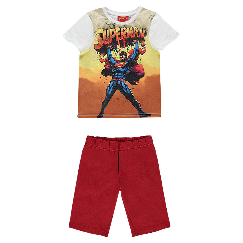 Pijama con camiseta de manga corta DC comics con estampado de Superman y bermudas 