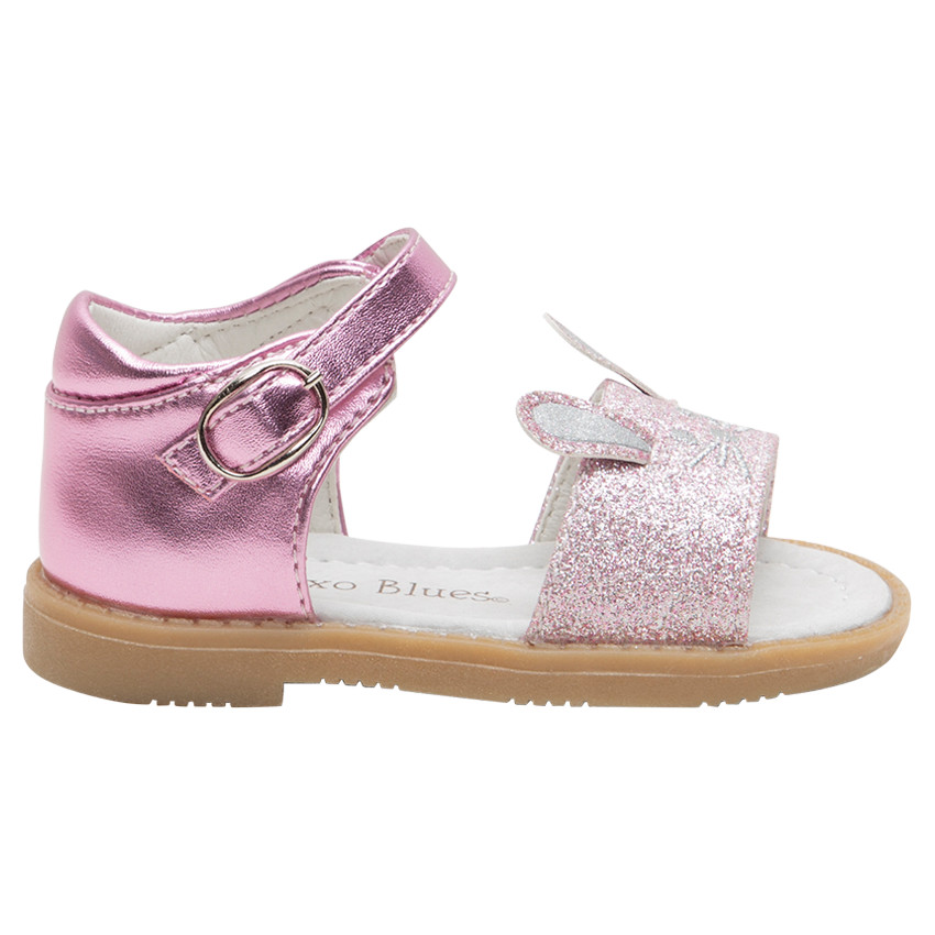 Sandalias brillantes con orejas de relieve 