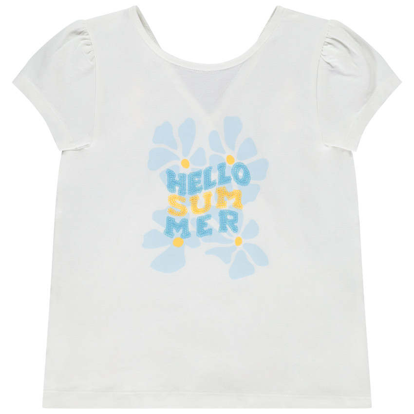 Camiseta de manga corta con lentejuelas y espalda cruzada para niña 