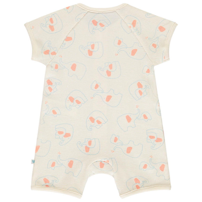 Combishort en punto de panal impreso de elefantes para bebé niño 