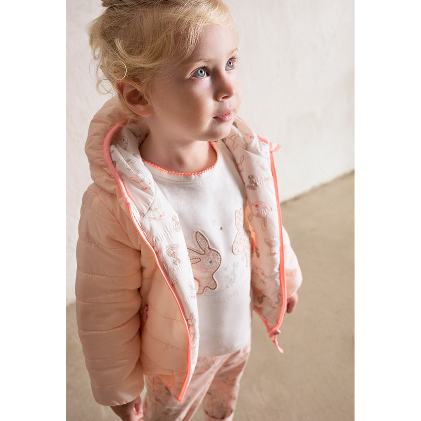 Anorak reversible con capucha con conejos all over y dobladillo liso 