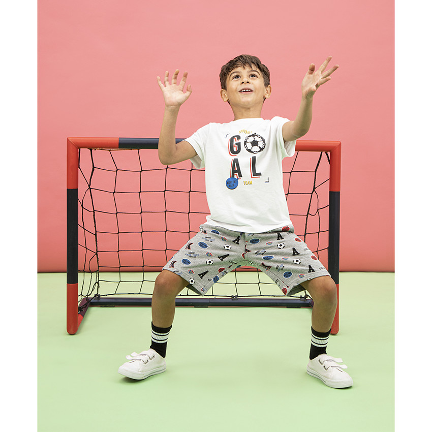 Ensemble avec t-shirt motif ballon en sequins magiques et bermuda 