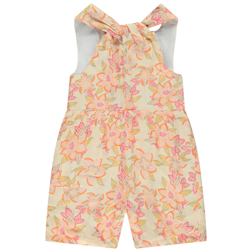 Combishort con cuello retorcido estampado floral para niña 