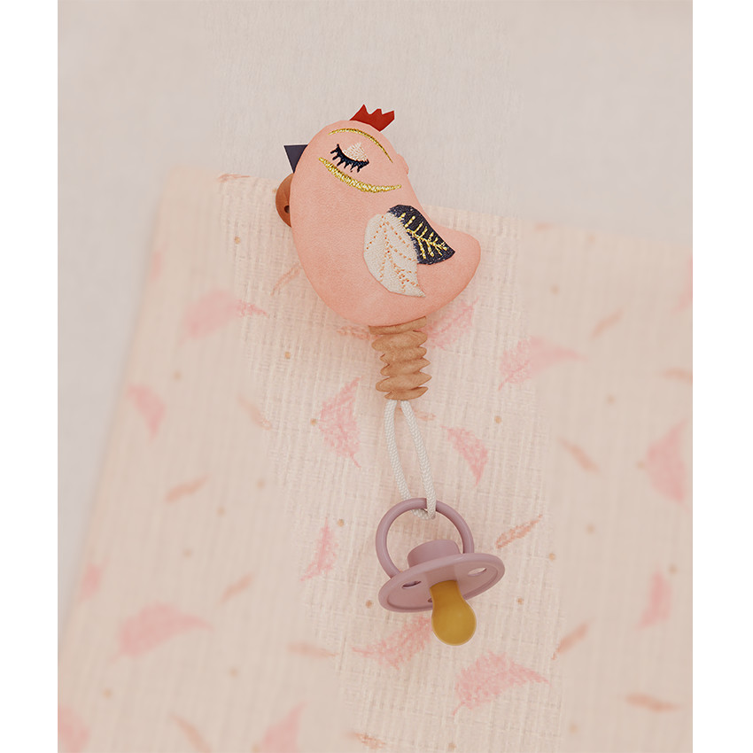 Sujetachupete de terciopelo pájaro 