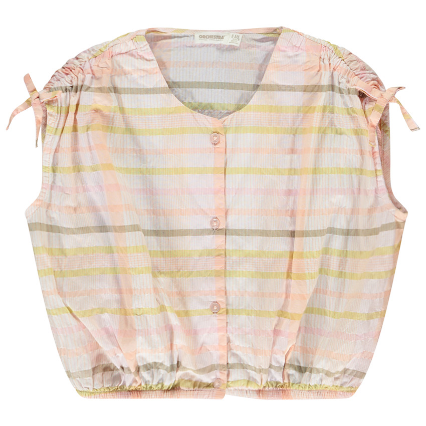 Camisa sin mangas a cuadros con lazos para niña 