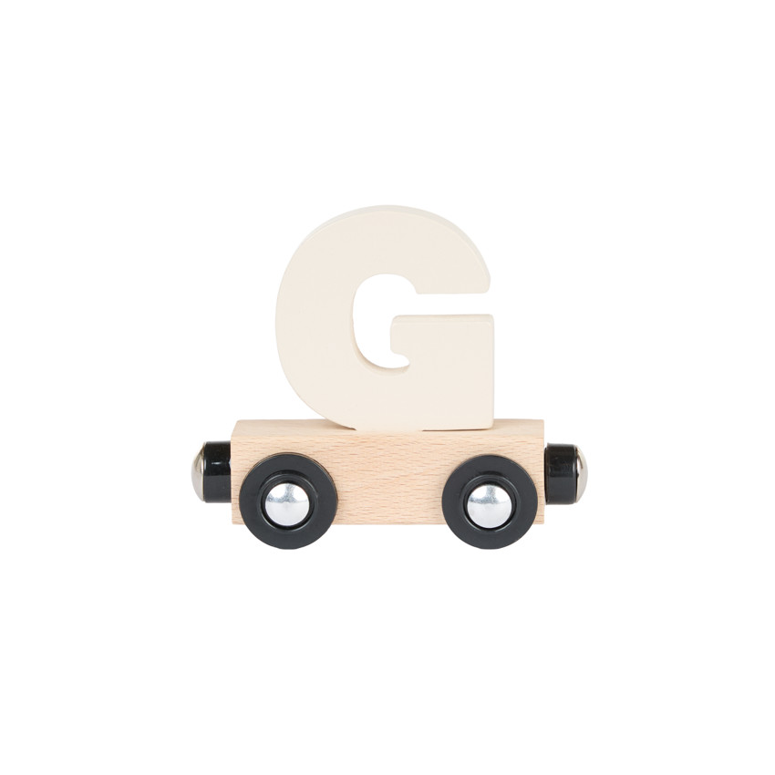 Wagon de madera con letra "G" - blanco 