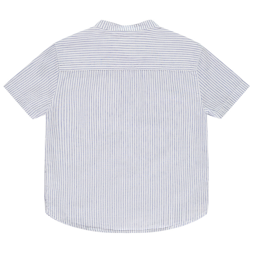 Camisa de manga corta a rayas con cuello mao para niño 