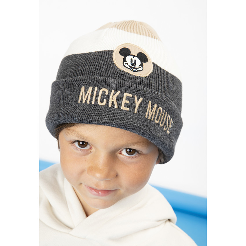 Gorro en tejido de punto con parche  bordado de Mickey Disney para niño 