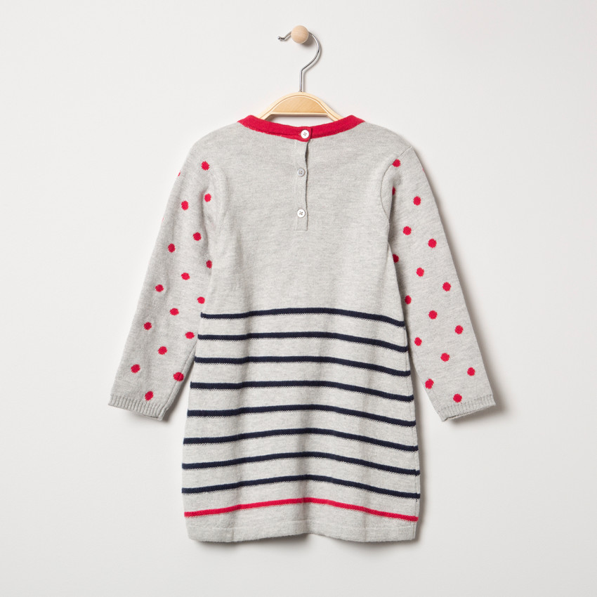 Vestido de manga larga de punto con dibujo de Minnie Disney y rayas 