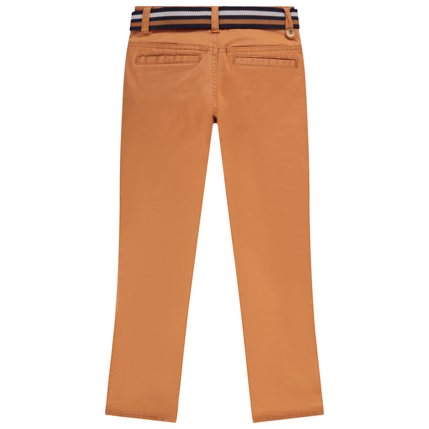 Pantalón chino en sarga satinado con cinturón a rayas ara niño 