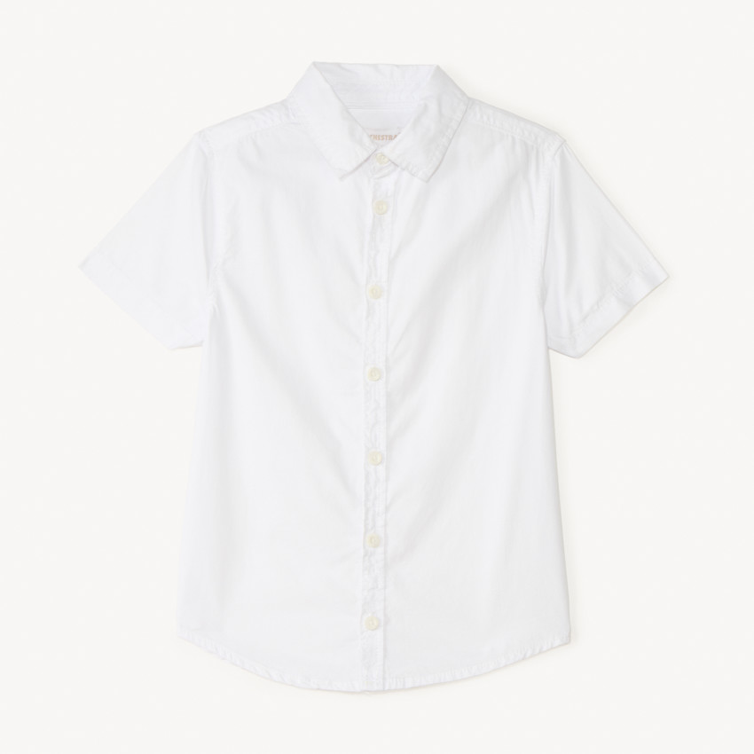 Camisa de algodón blanca de manga corta 