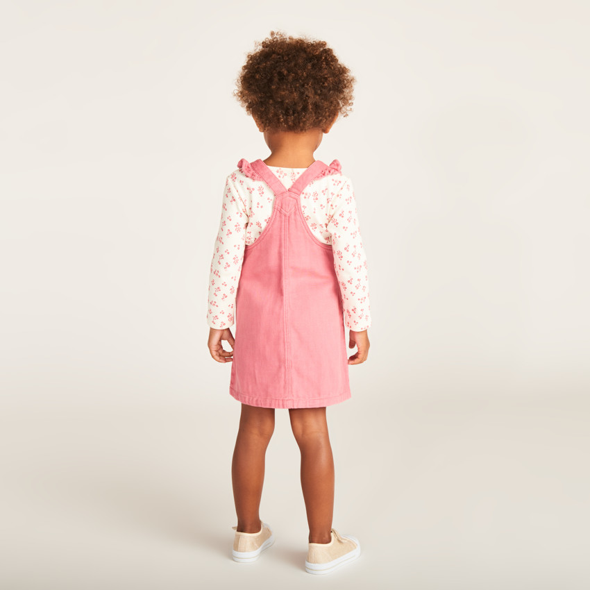 Conjunto de 2 piezas con vestido de tirantes floreado para niña bebé. 