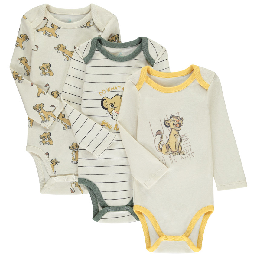 Pack de 3 bodies de manga larga Simba Disney para bebé niño.  Additional Pack de 3 bodies de manga larga Simba Disney para bebé niño.