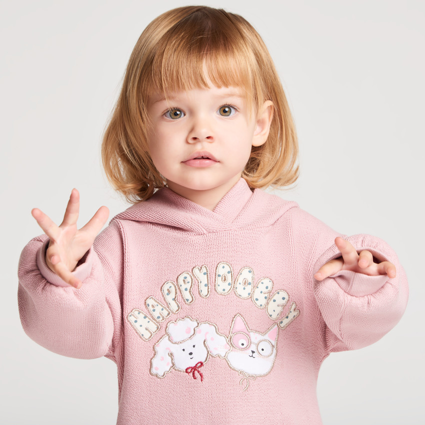 Ropa de sudadera bebé niña con capucha diseño de perro y gato 