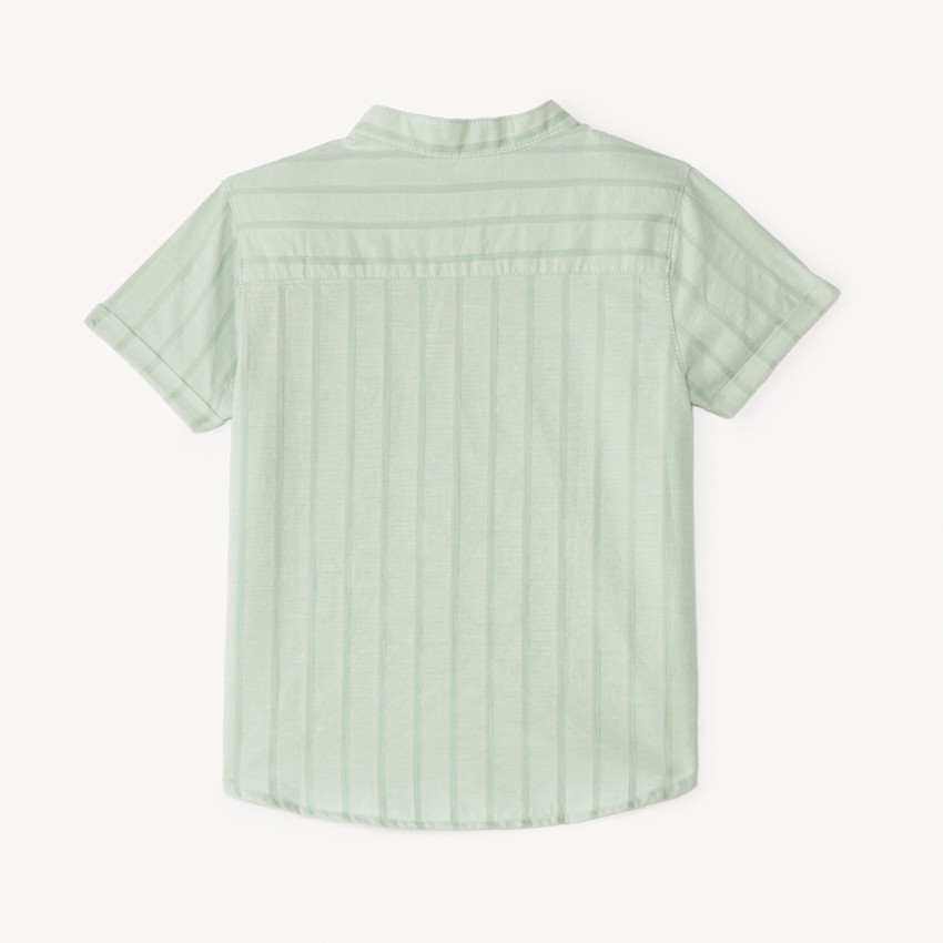 Camisa de manga corta rayada con cuello mao para bebé niño 