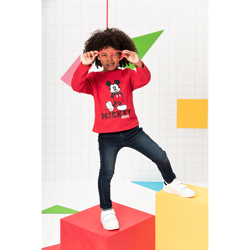 T-shirt manches longues en coton bio print Mickey Disney 