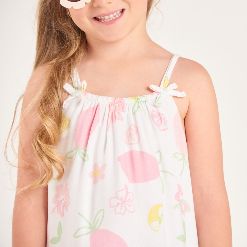 Vestido de tirantes con estampado de limones para niña 