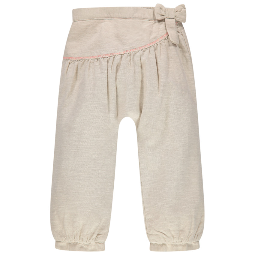 Pantalon doublé jersey à  noeud et détails cousus 