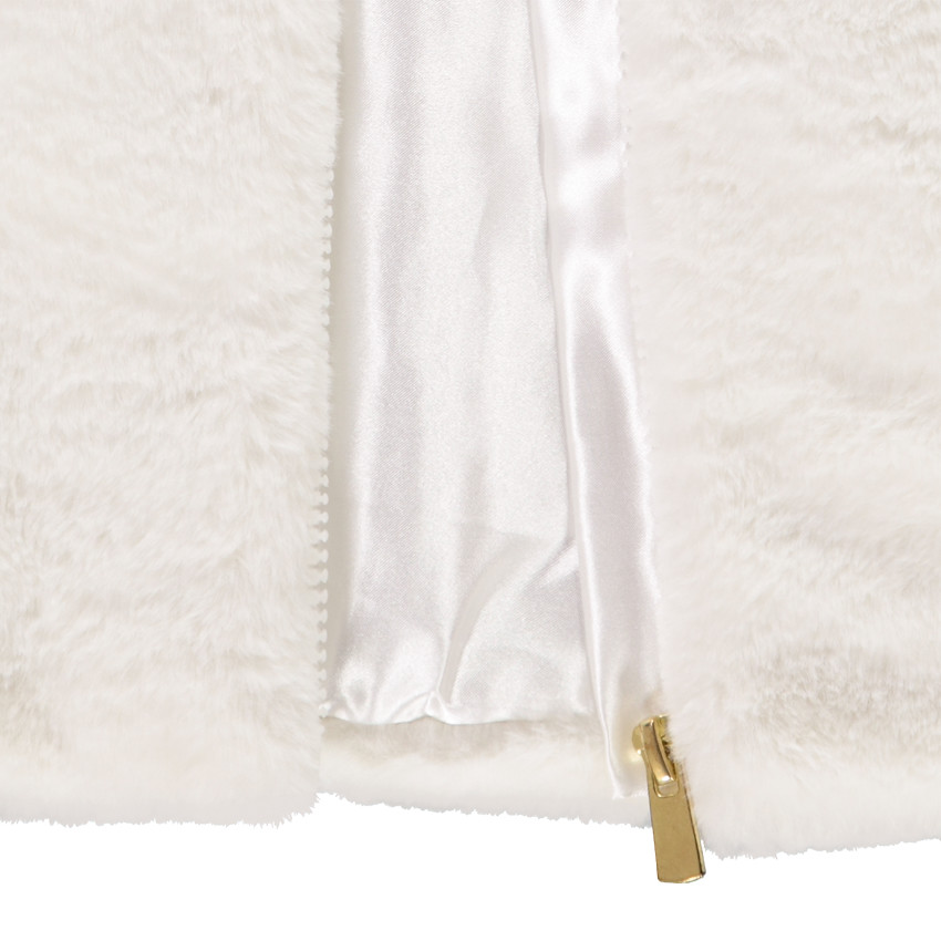 Veste sans manches en fausse fourrure avec doublure en satin pour fille Main Veste sans manches en fausse fourrure avec doublure en satin pour fille