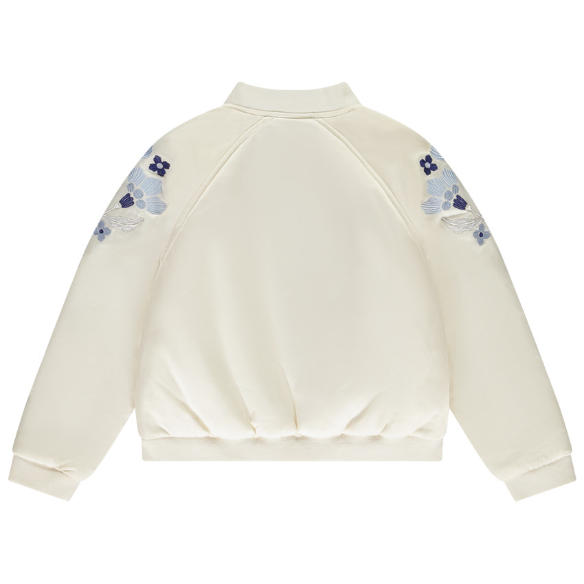 Chaqueta bomber de satén con detalles bordados niña 