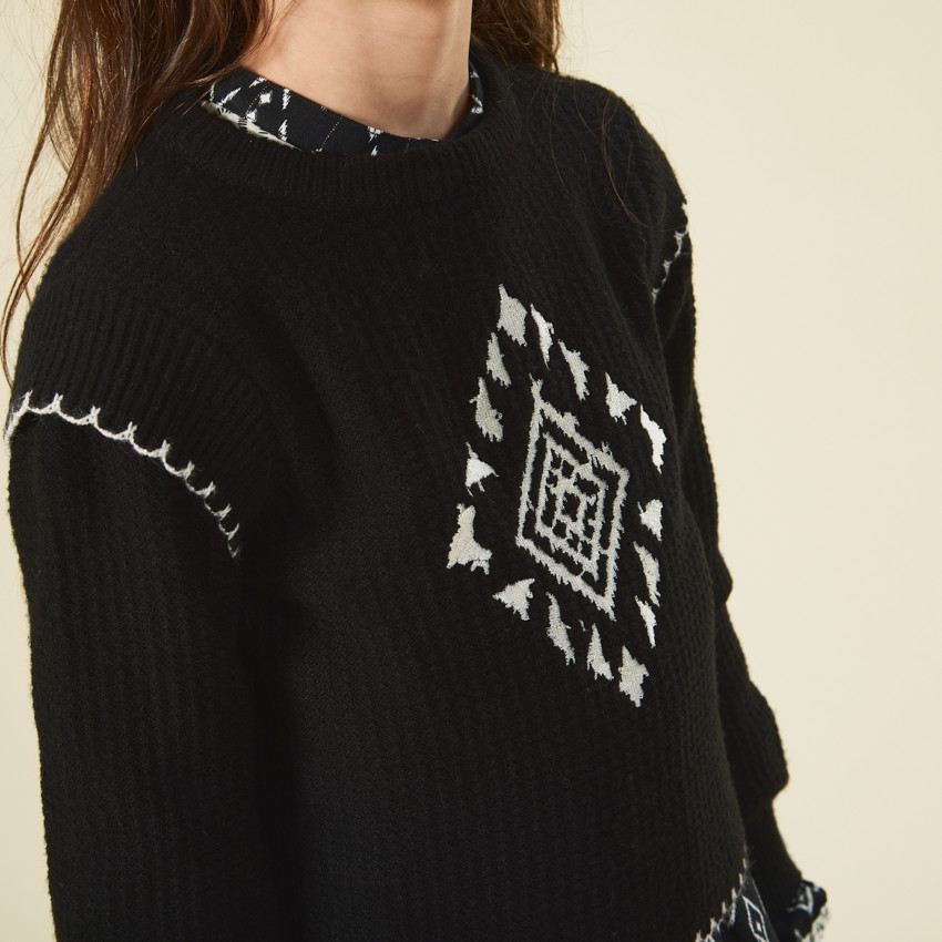 Suéter corto de punto fantasía para niña 