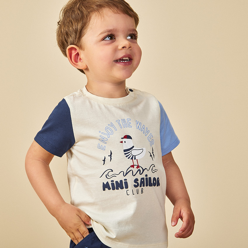 Conjunto 2 piezas efecto color block para bebé niño 