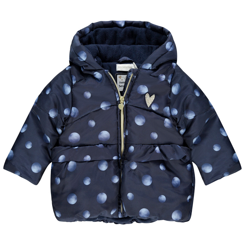Chaqueta con capucha con estampado de lunares forrada en sherpa 