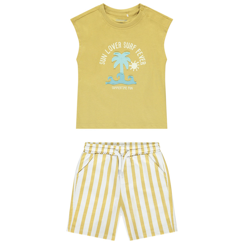Ensemble débardeur slub + short rayé en molleton pour bébé garçon 