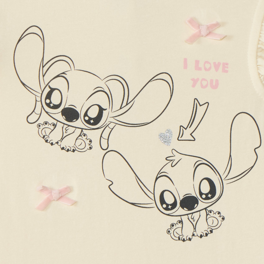 Camiseta de manga corta para bebé niña Stitch y Angel de Disney 