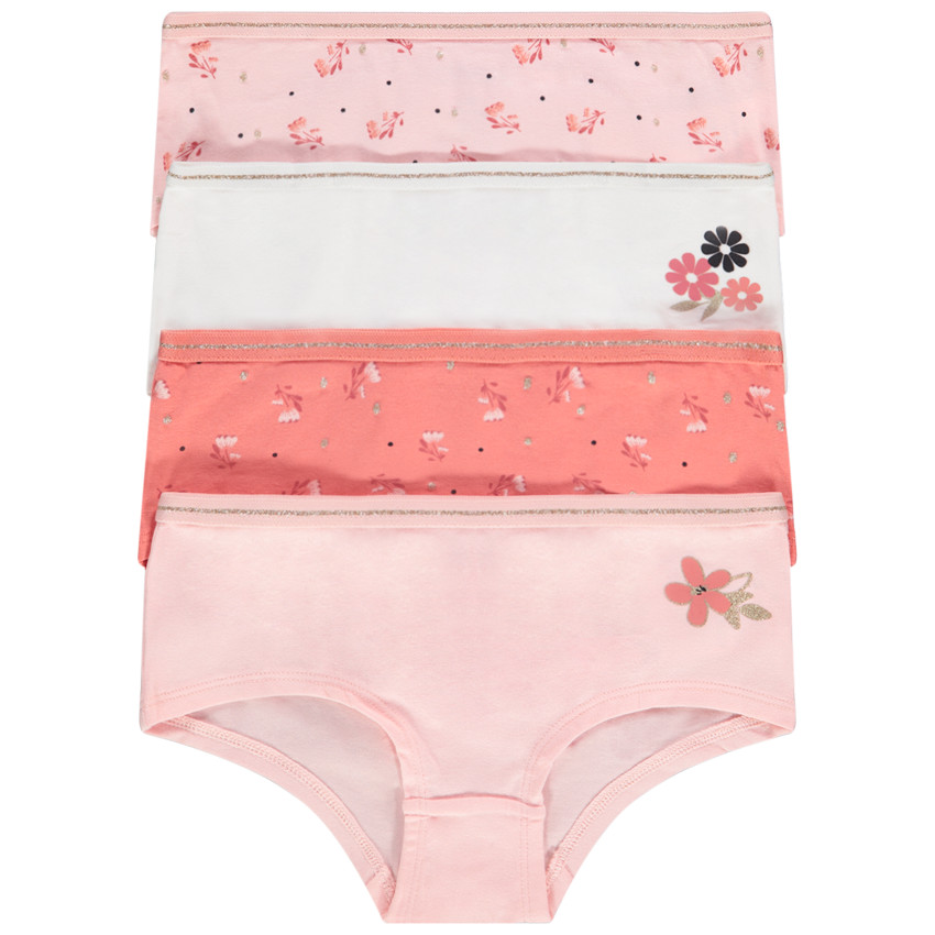 Pack de 4 shorties con estampado floral para niña 
