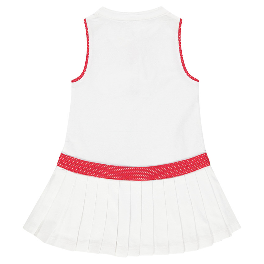 Vestido cuello polo manga con volantes y lazos 