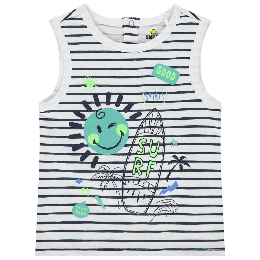 Camiseta sin mangas rayas y print Smiley  Additional Camiseta sin mangas rayas y print Smiley