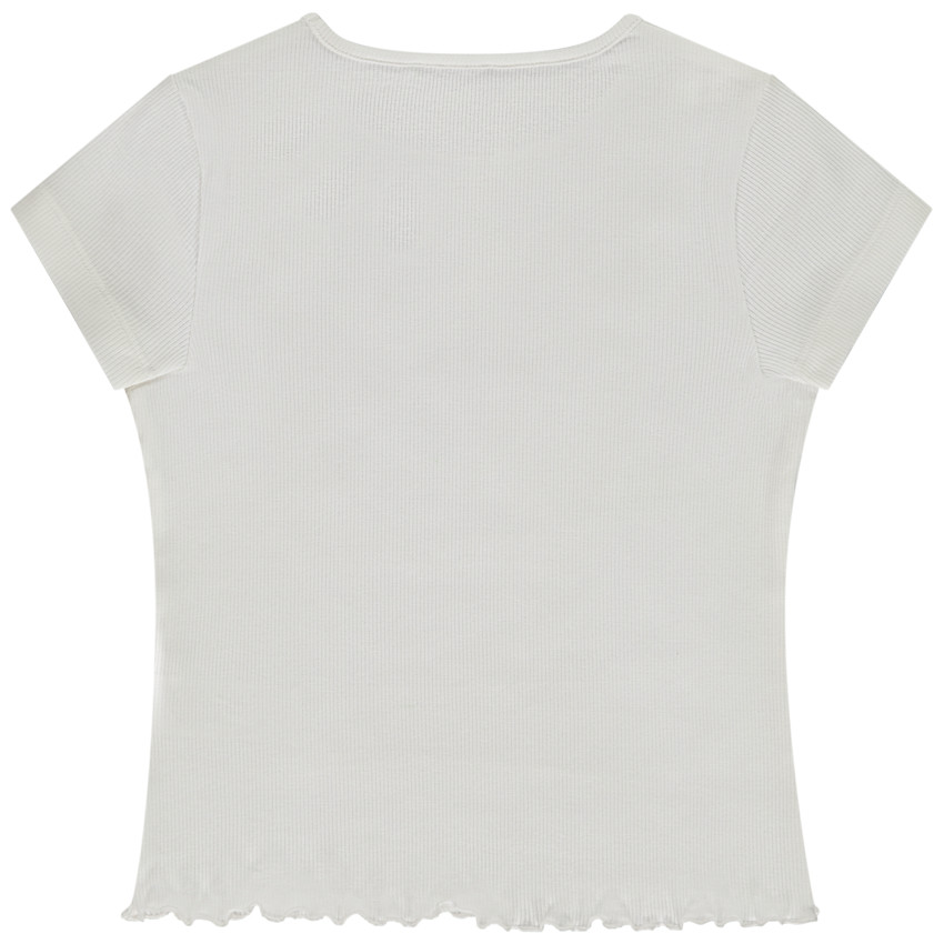 Camiseta de manga corta de punto acanalado y calado para niña  Additional Camiseta de manga corta de punto acanalado y calado para niña