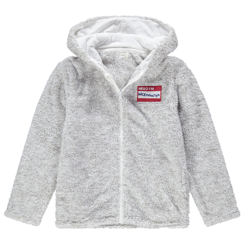 Chaqueta homewear de borreguillo con dinosaurio 