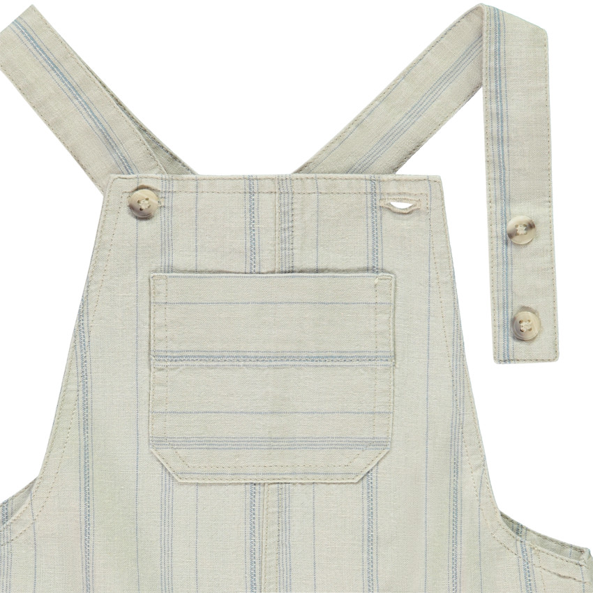 Salopette corta de tela rayada para bebé niño 