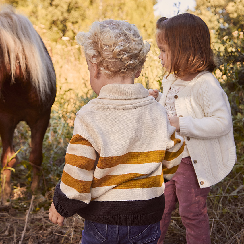 Jersey de rayas de manga larga con cuello cruzado para niño 