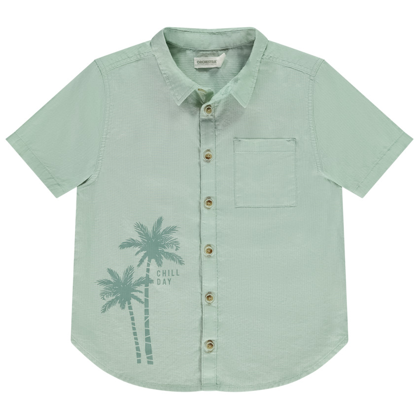 Camisa de manga corta con estampado de palmeras fantasía para niño 
