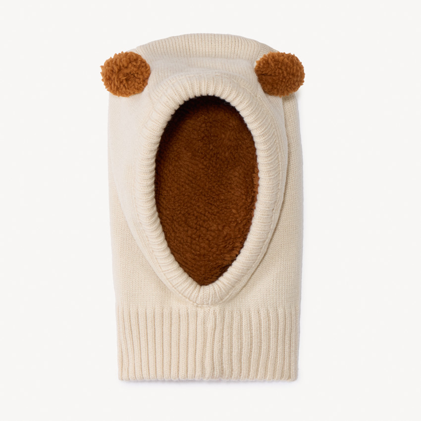 Capucha de punto con forro y pompones divertidos para bebé niño 