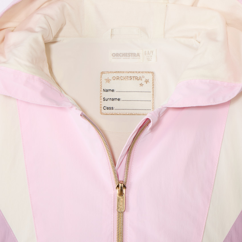 Cortavientos con capucha efecto color block para niña 