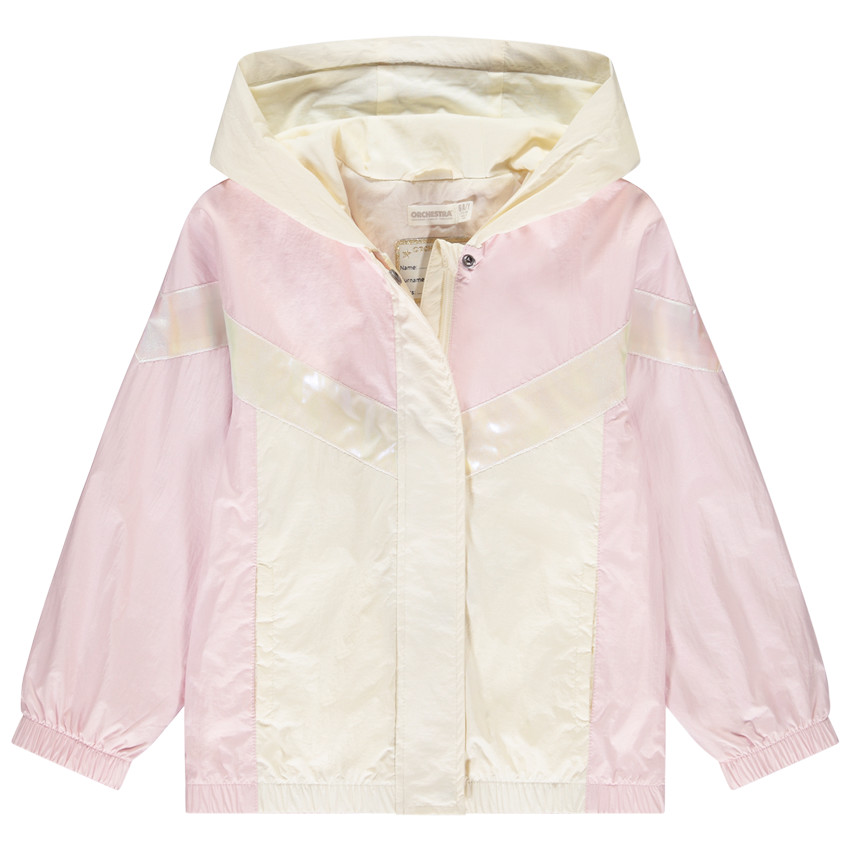 Chaqueta cortavientos de tela arrugada efecto color block para niña 